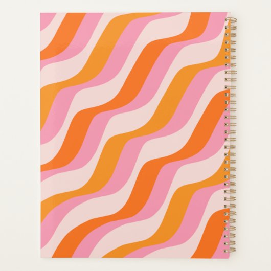 Rainbow Swirl Pink Orange Abstrakt Retro Sunshine Planer (Rückseite)