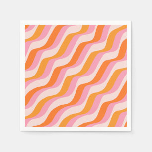Rainbow Swirl Pink Orange Abstrakt Retro Sunshine Serviette