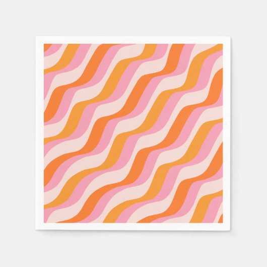 Rainbow Swirl Pink Orange Abstrakt Retro Sunshine Serviette (Vorderseite)