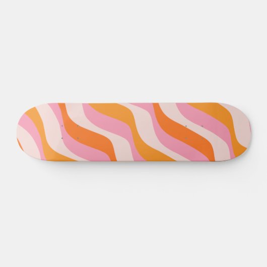 Rainbow Swirl Pink Orange Abstrakt Retro Sunshine Skateboard (Horizontal)