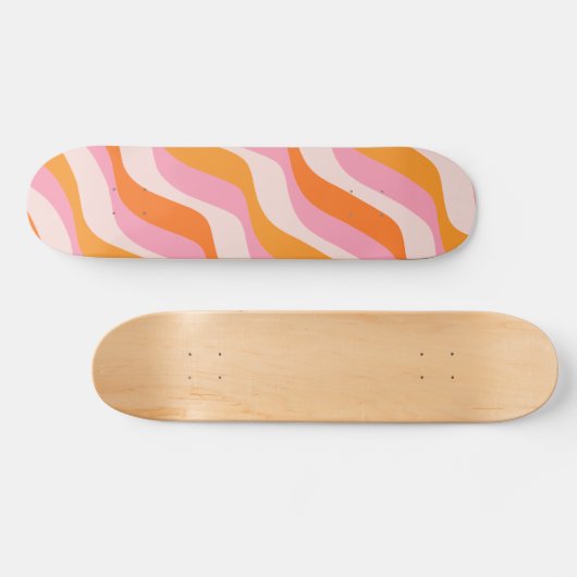 Rainbow Swirl Pink Orange Abstrakt Retro Sunshine Skateboard (Horizontal)