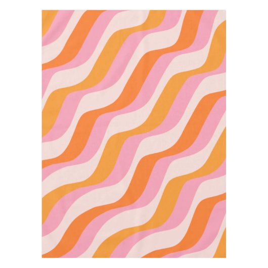 Rainbow Swirl Pink Orange Abstrakt Retro Sunshine Tischdecke (Vorderseite)
