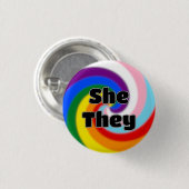 Rainbow Swirl Pronoun Button (Sie/sie) (Vorne & Hinten)