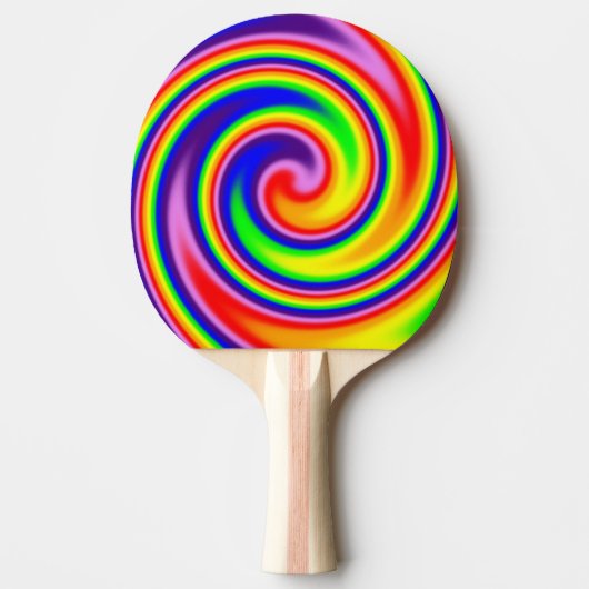 Rainbow Swirl Retro Hippie Pride Art Tischtennis Schläger (Vorderseite)
