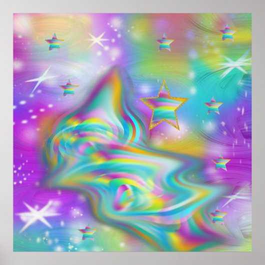 Rainbow Swirl & Stars Poster (Vorne)