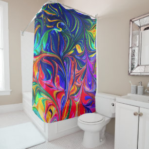 Rainbow Swirl Trippy Glow Stick Duschvorhang