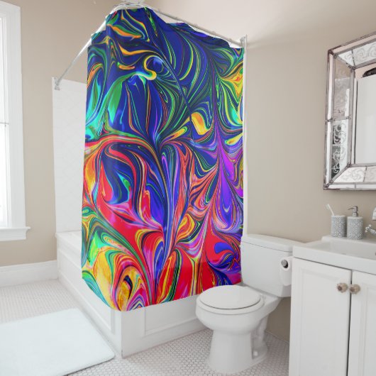 Rainbow Swirl Trippy Glow Stick Duschvorhang (Beispiel)