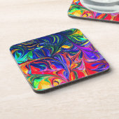 Rainbow Swirl Trippy Glow Stick Getränkeuntersetzer (Linke Seite)