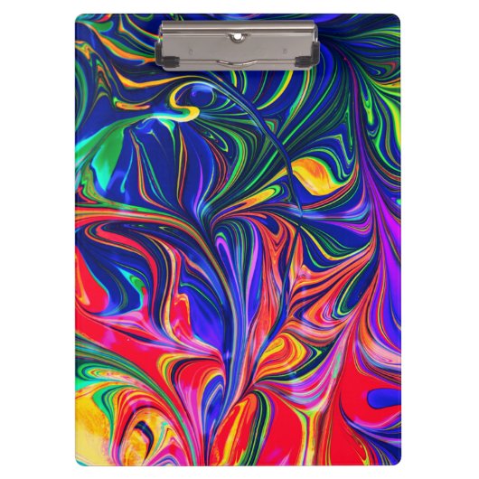 Rainbow Swirl Trippy Glow Stick Klemmbrett (Vorderseite)
