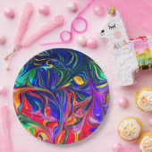 Rainbow Swirl Trippy Glow Stick Pappteller (Party)