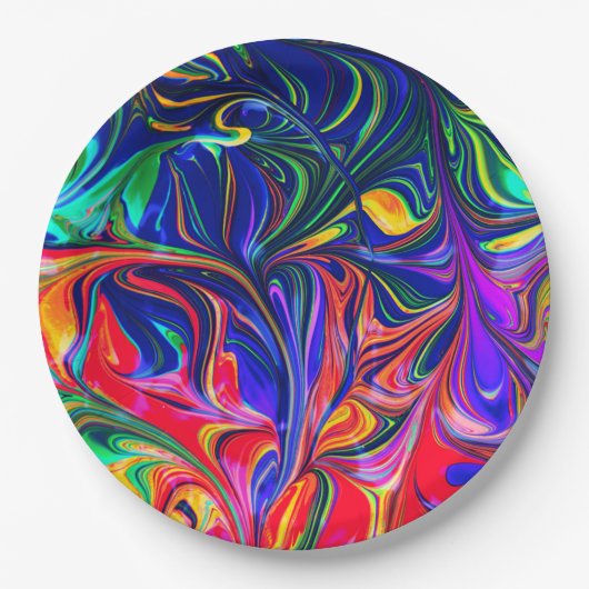 Rainbow Swirl Trippy Glow Stick Pappteller (Vorderseite)