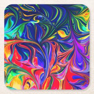 Rainbow Swirl Trippy Glow Stick Rechteckiger Pappuntersetzer