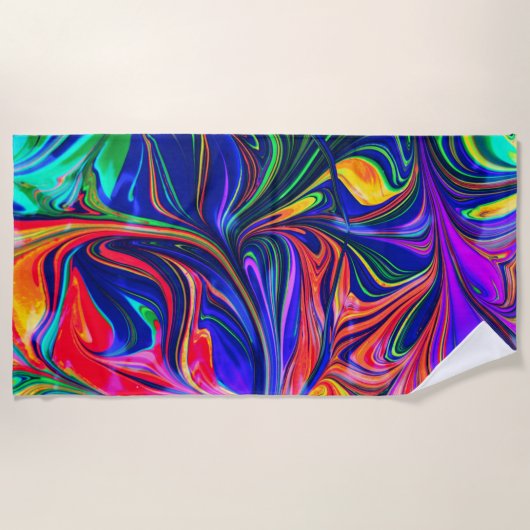 Rainbow Swirl Trippy Glow Stick Strandtuch (Vorderseite)