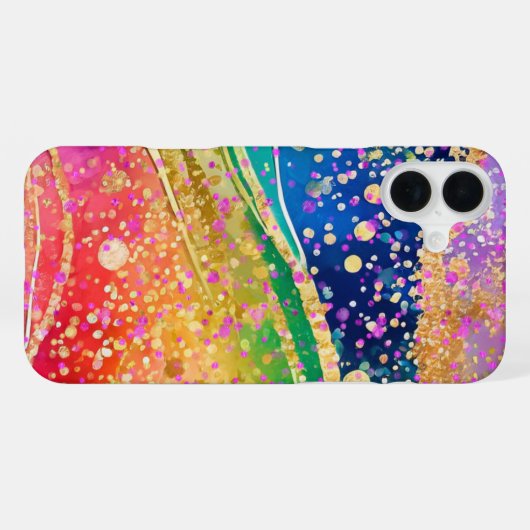 Rainbow Swirl und Confetti iPhone Hülle (Rückseite (Horizontal))