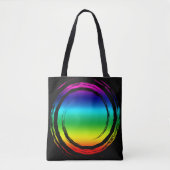 Rainbow Swirling Circle on Black Tasche (Vorderseite)