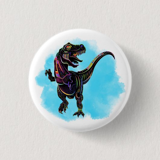Rainbow T-Rex Button (Vorderseite)