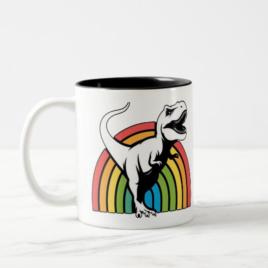 Rainbow T Rex Zweifarbige Tasse (Links)
