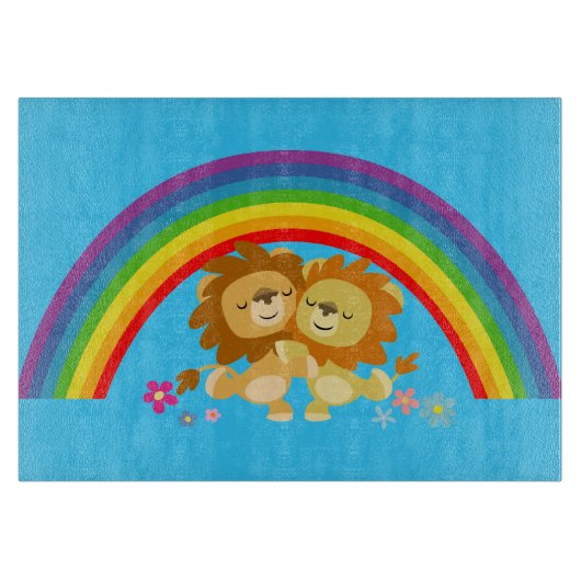 Rainbow Tango-Niedlicher Cartoon Löwen Schneidebre Schneidebrett (Vorderseite)