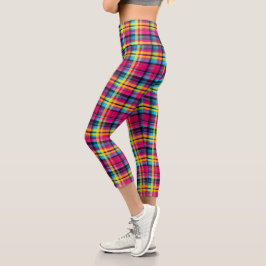 Rainbow Tartan Capri Leggings