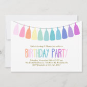 Rainbow Tassel Garland Geburtstagsparty Einladung (Vorderseite)