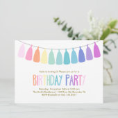 Rainbow Tassel Garland Geburtstagsparty Einladung (Stehend Vorderseite)