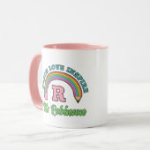 Rainbow Teach-Liebe Inspiriert Monogramm Tasse (Vorderseite Links)
