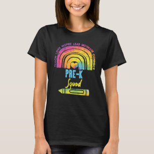 Rainbow Teach Liebe Pre K Squad Erster Schultag T-Shirt
