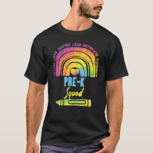 Rainbow Teach Liebe Pre K Squad Erster Schultag T-Shirt