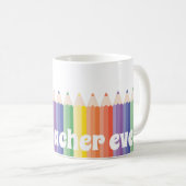 Rainbow Teacher Bewertung Beste Lehrerin Tasse (VorderseiteRechts)