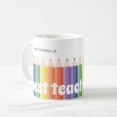 Rainbow Teacher Bewertung Beste Lehrerin Tasse (Vorderseite Links)