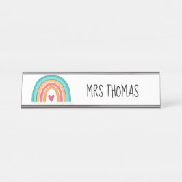 Rainbow Teacher Desk Namplate - Individuelle Name- Schreibtischnamensplakette