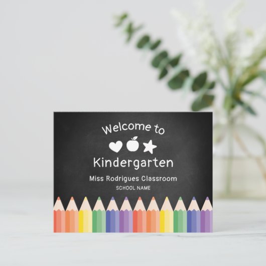 Rainbow Teacher Kindergarten-Willkommensvorlage Postkarte (Stehend Vorderseite)