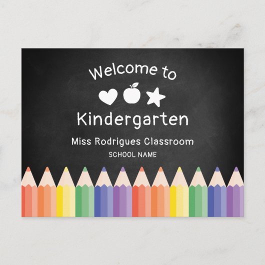 Rainbow Teacher Kindergarten-Willkommensvorlage Postkarte (Vorderseite)