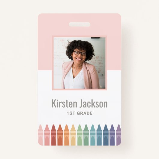 Rainbow Teacher Name Foto ID Abzeichen Ausweis (Vorderseite)