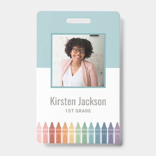 Rainbow Teacher Name Foto ID Abzeichen Ausweis (Vorderseite)