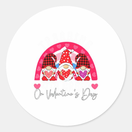 Rainbow Teaching 4th Grade On Valentines Day Teac Runder Aufkleber (Vorderseite)