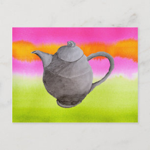 Rainbow Teapot arty tea party Einladungspostkarte