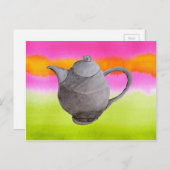 Rainbow Teapot arty tea party Einladungspostkarte (Vorne/Hinten)