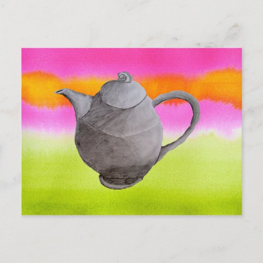 Rainbow Teapot arty tea party Einladungspostkarte (Vorderseite)