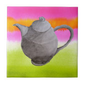 Rainbow Teapot arty tea party Fliese (Vorderseite)