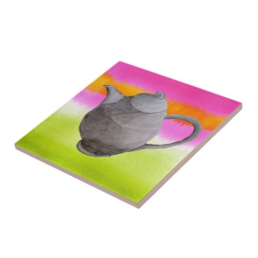 Rainbow Teapot arty tea party Fliese (Seite)