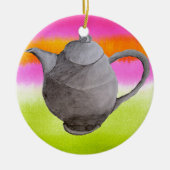 Rainbow Teapot arty tea party Keramik Ornament (Vorne)