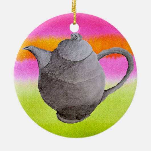 Rainbow Teapot arty tea party Keramik Ornament (Hinten)