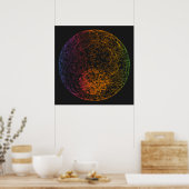 Rainbow Technical Moon Space Illustration 24x24 Poster (Küche)