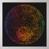 Rainbow Technical Moon Space Illustration 24x24 Poster (Vorne)