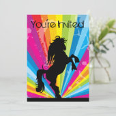 Rainbow Techno Silhouette Horse Einladung (Stehend Vorderseite)