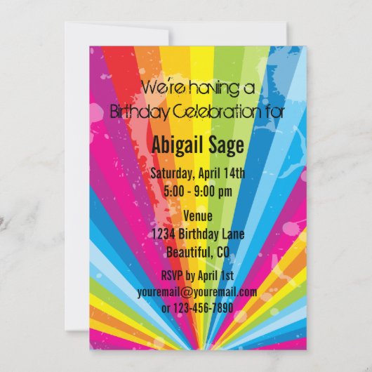 Rainbow Techno Silhouette Horse Einladung (Rückseite)