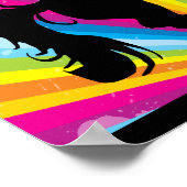 Rainbow Techno Silhouette Rearing Horse Poster (Ecke)