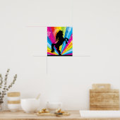 Rainbow Techno Silhouette Rearing Horse Poster (Küche)