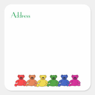 Rainbow Teddies Address Quadratischer Aufkleber